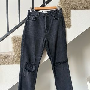 Reformation Cynthia Black High Rise Straight Jeans